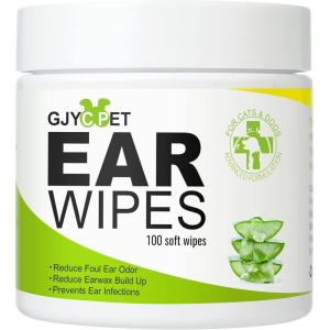 image:imageDog Ear Wipes  Cat Dog Ear Cleaner Puppy Ear Wipes Wash Cleaner for Dogs Cats  100 Wipes for Dog Cat Ear Cleaning Remove Ear Wax Dirt Debris for Dogs Cats Ear Infection Treatment WipesMedium