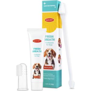 image:imageDog Oral Care Kit  Contains Dog Toothpaste DualHeaded Toothbrush Silicone Finger Brush  14 fl oz Fresh Breath Healthy Gums