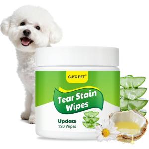 image:image120pcs Eyes Wipes for Dogs amp Cats VetRecommended Tear Stain Remover Hypoallergenic Removes Discharge Debris Crust No Added Fragrance with Aloe amp Coconut Oil Puppy Essentials Dog Accessories120ct
