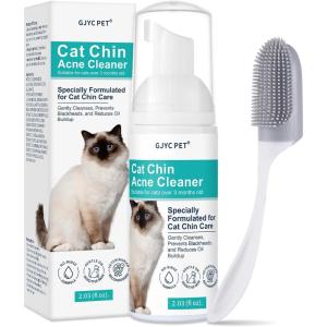 image:imageCat Chin Acne Cleaner  NoRinse Blackhead amp Pimple Remover with Brush  Gentle Formula for Sensitive Feline Skin Oil amp Debris Control 203 fl ozUnscented